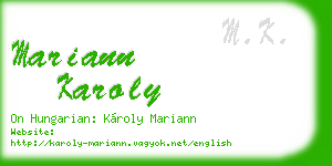 mariann karoly business card